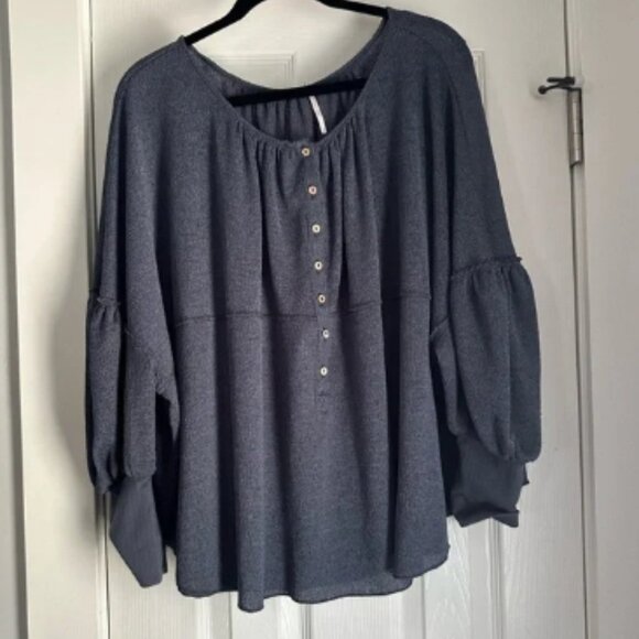 We The Free Tops - Free People Boho Button Front Balloon Sleeve Top Size Small